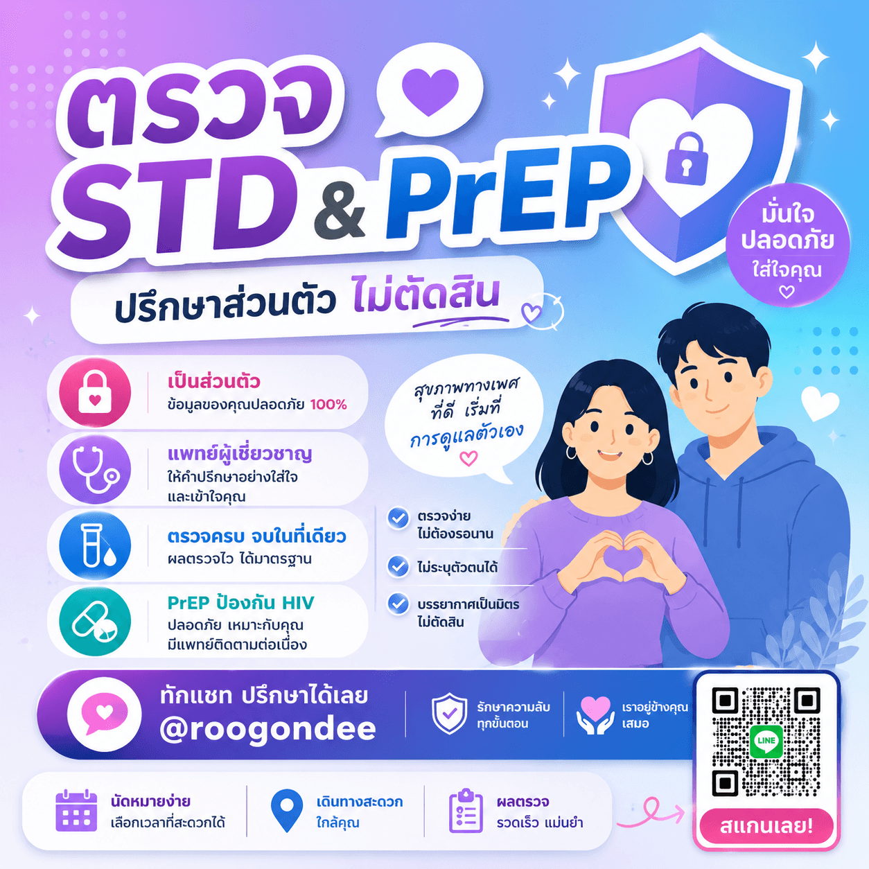 ตรวจ STD และ PrEP ปลอดภัย ไม่ตัดสิน